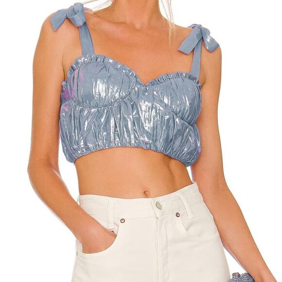 Majorelle Carola Bustier Top in Blue Iridescent NWOT Size Small - Picture 1 of 2